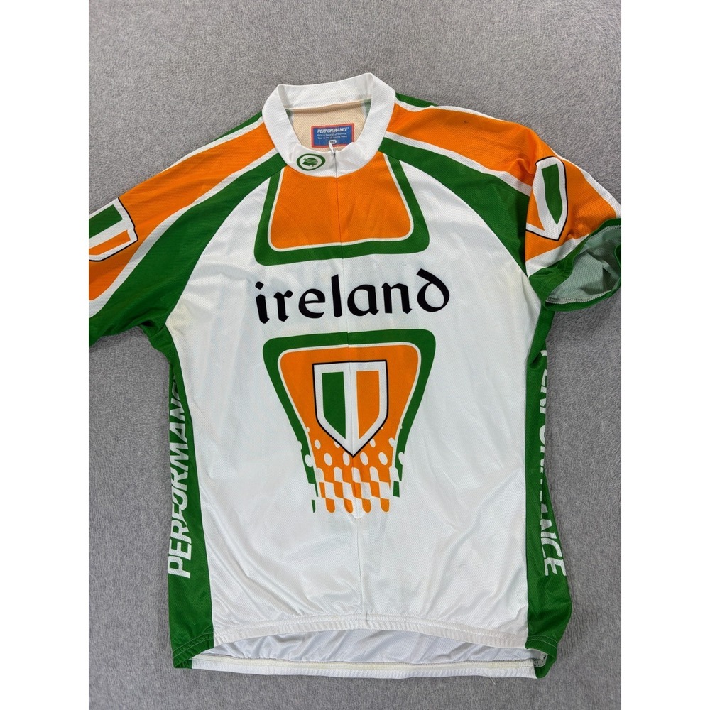 Ireland 3/4 Zip Short Sleeve Cycling Jersey (Men's 2XL) White/Green